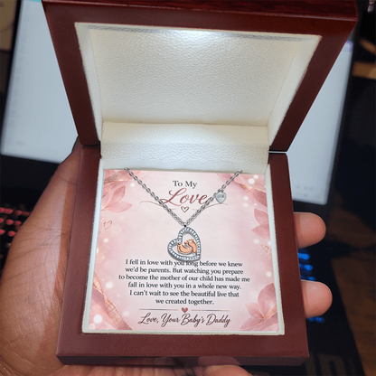 To My Love – Falling in Love With You All Over Again Baby Feet Heart Necklace | Pregnancy Gift From Dad-to-Be
