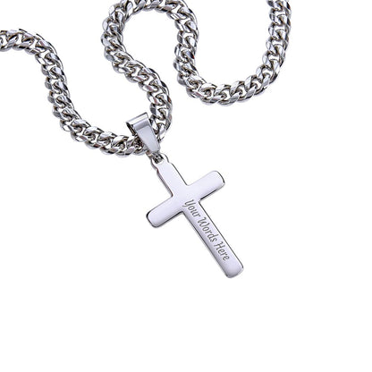 To My Son Cross Necklace From Mom – Proud of the Man You're Becoming | Personalized Engraved Necklace