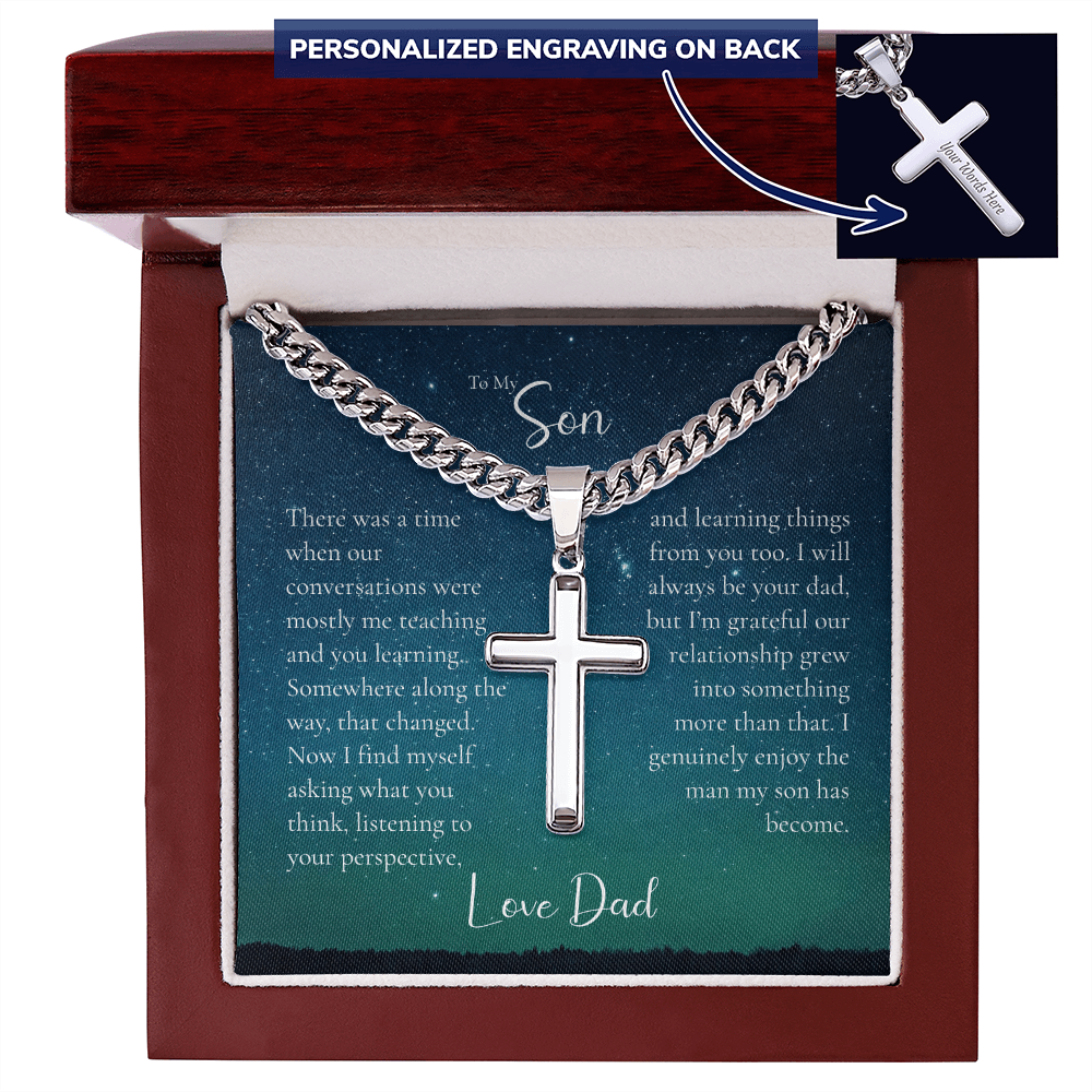 To My Son Cross Necklace From Dad – Proud of the Man You've Become
