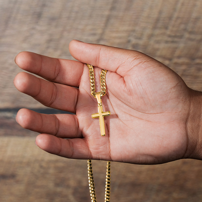 To My Dad Cross Necklace From Son – Thank You for Believing in Me | Personalized Engraved Gift