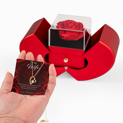 To My Wife – My Favorite Decision Forever Love Necklace & Romantic Rose Heart Gift Box