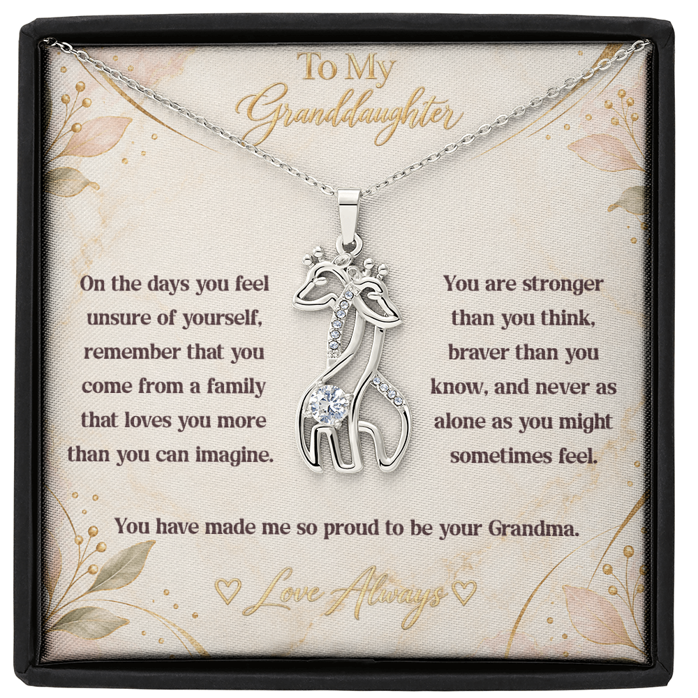 To My Granddaughter Giraffe Necklace – Stronger Than You Think, Braver Than You Know