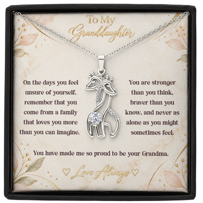 To My Granddaughter Giraffe Necklace – Stronger Than You Think, Braver Than You Know