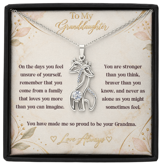 To My Granddaughter Giraffe Necklace – Stronger Than You Think, Braver Than You Know