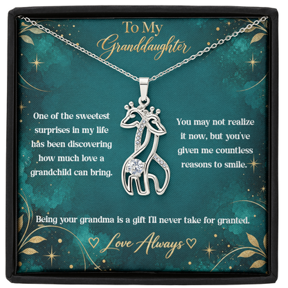 To My Granddaughter Giraffe Necklace – Being Your Grandma Is a Gift I'll Always Treasure