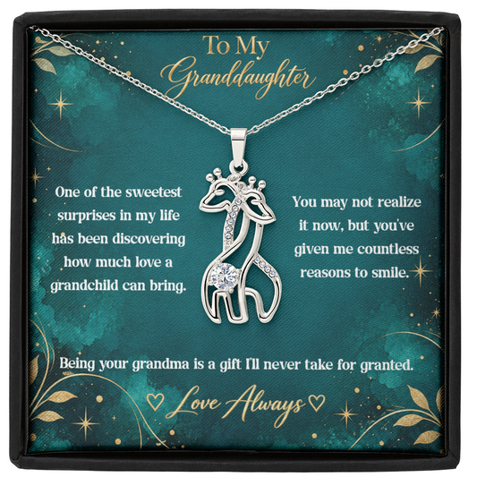 To My Granddaughter Giraffe Necklace – Being Your Grandma Is a Gift I'll Always Treasure