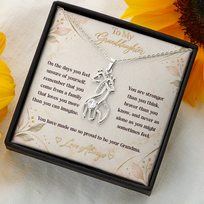 To My Granddaughter Giraffe Necklace – Stronger Than You Think, Braver Than You Know
