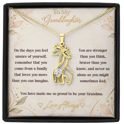 To My Granddaughter Giraffe Necklace – Stronger Than You Think, Braver Than You Know