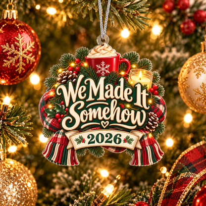 We Made It Somehow 2026 Christmas Ornament – Funny End-of-Year Keepsake Gift for Friends & Family